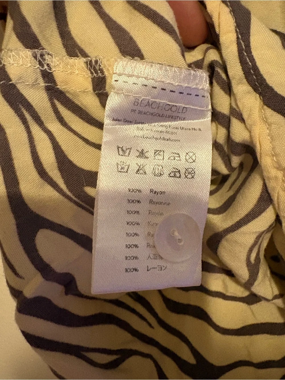 Beachgold Black & Cream Zebra Print Button-Front Women's Top